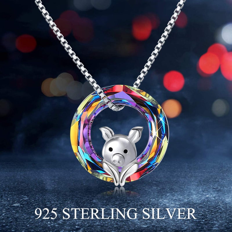 JUSTKIDSTOY Pig Crystal Pendant Necklace 925 Sterling Silver Pig Jewelry Cute Pig Gifts for Women Daughter Christmas - Image 5